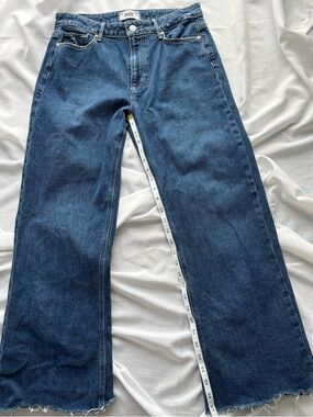 PAIGE Womens Leenah wide leg Jeans in Dark Blue Wash